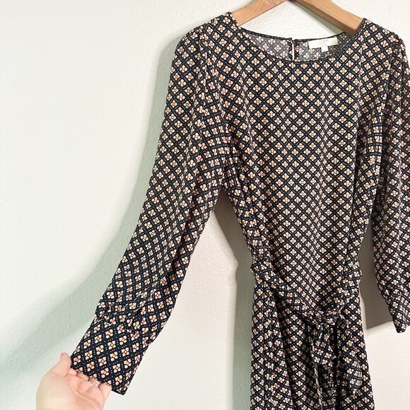 LOFT Plus Mosaic Tie Waist Long Sleeve Shirt Dress Women's Size 18 - Picture 5 of 10